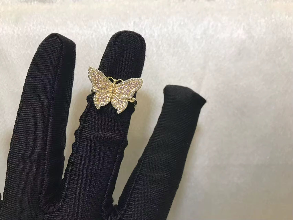 Pink butterfly ring