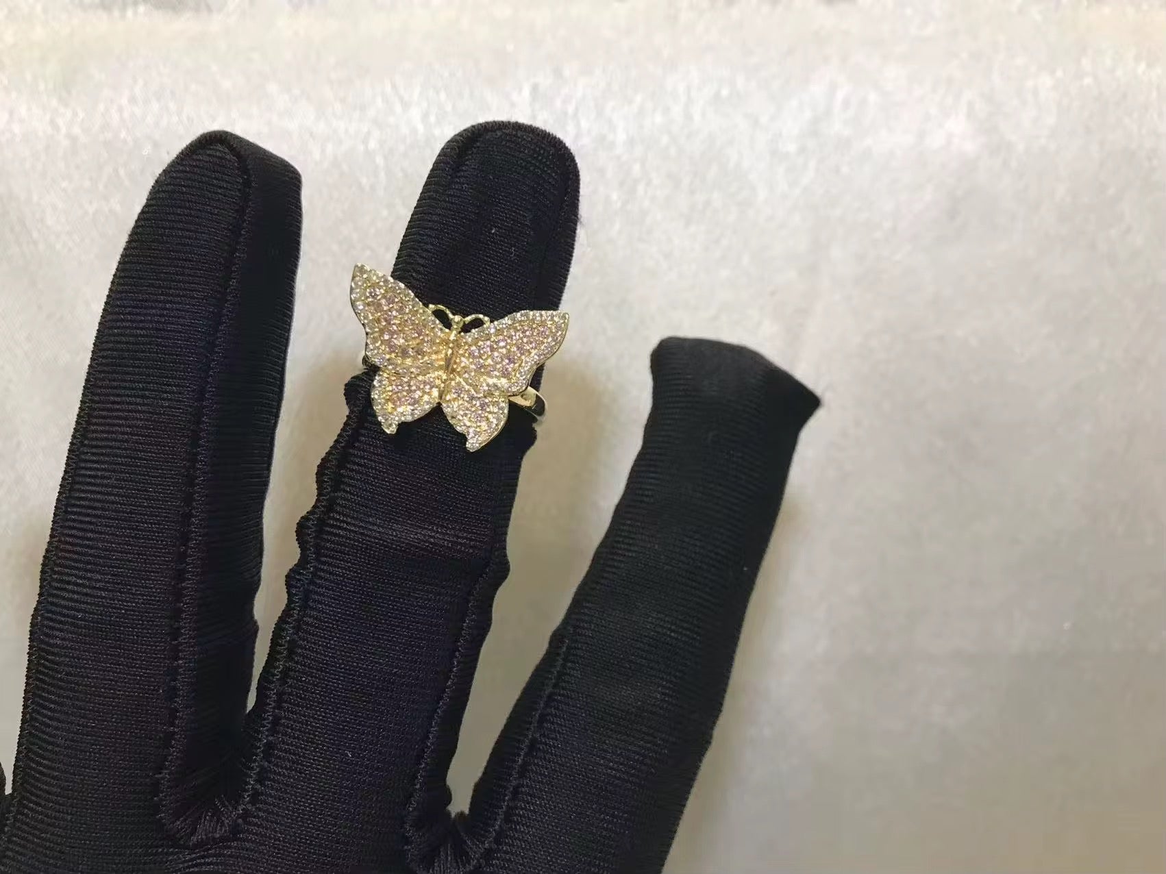 Pink butterfly ring