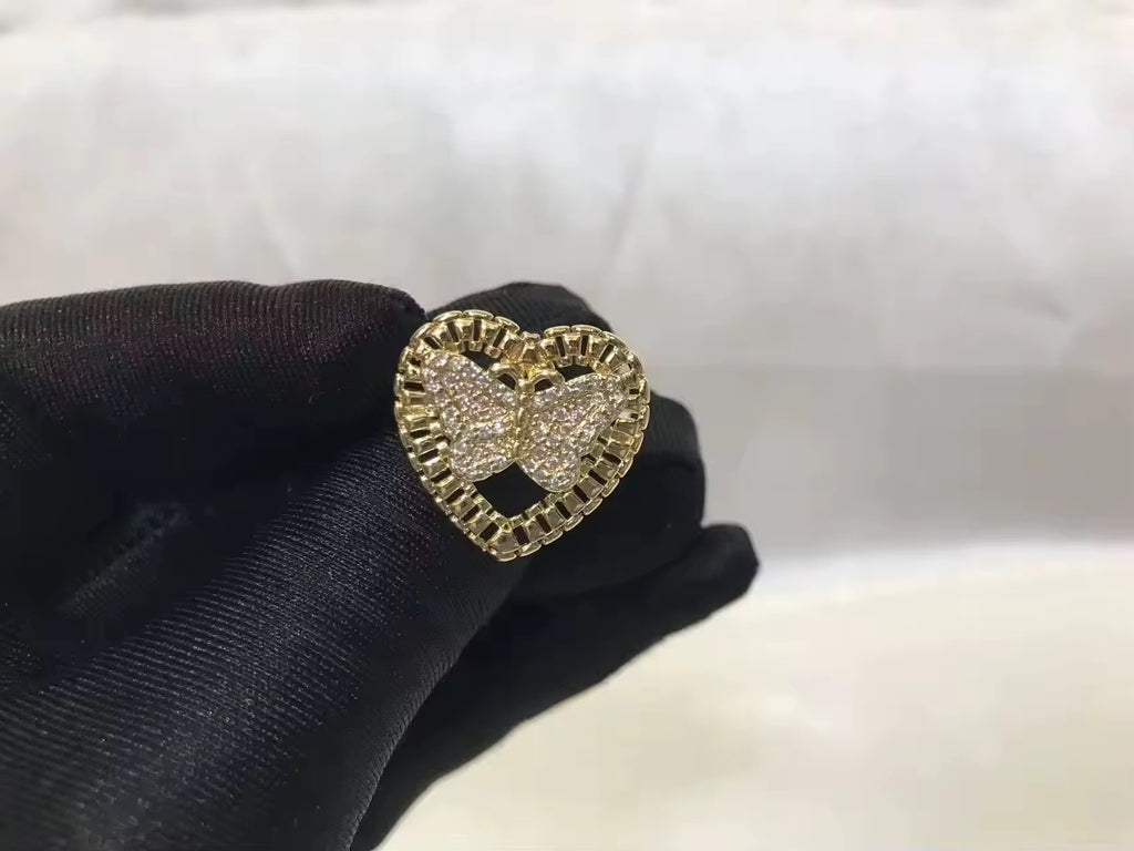 Pink Butterfly heart Rolex Ring