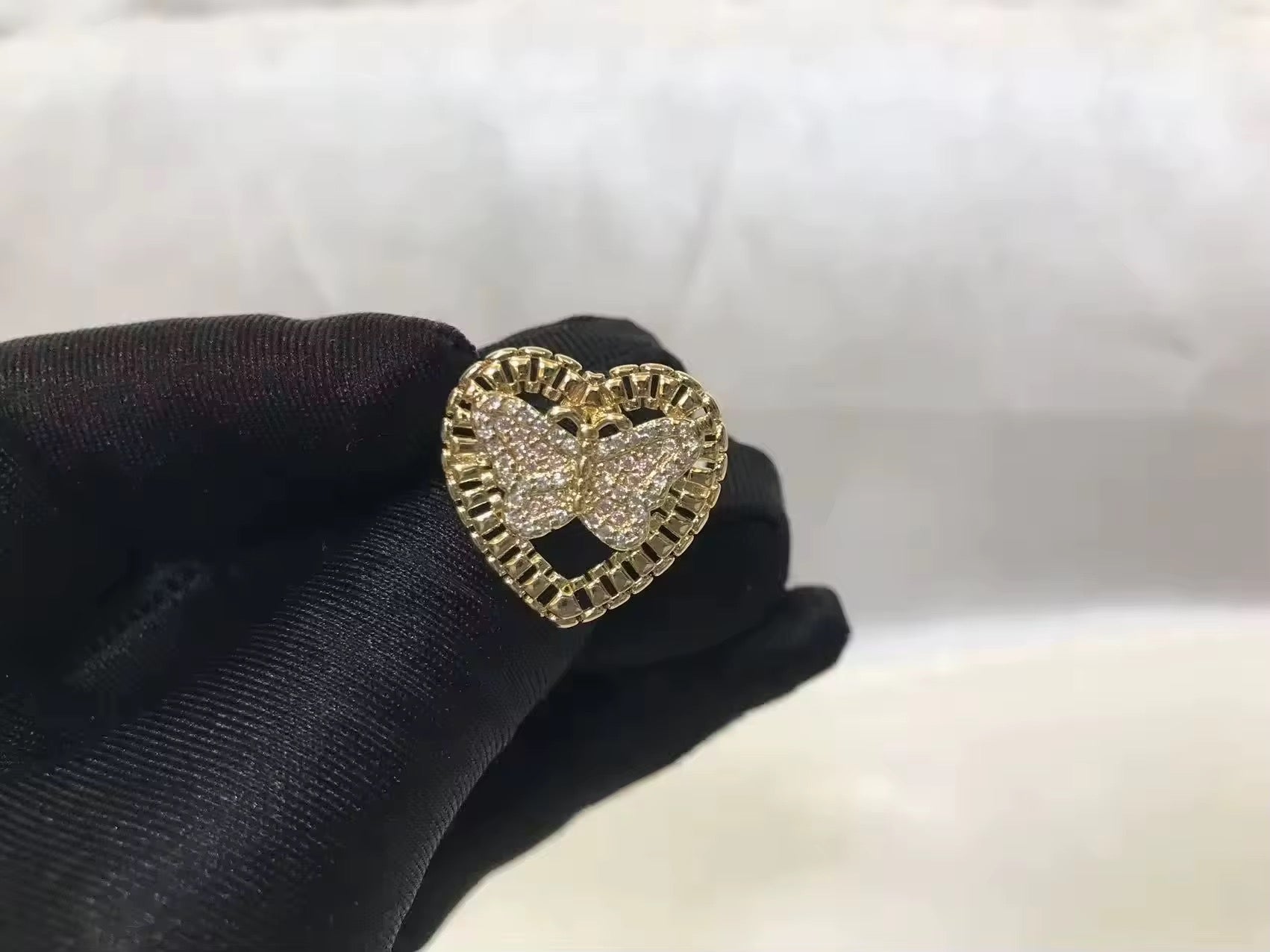 Pink Butterfly heart Rolex Ring